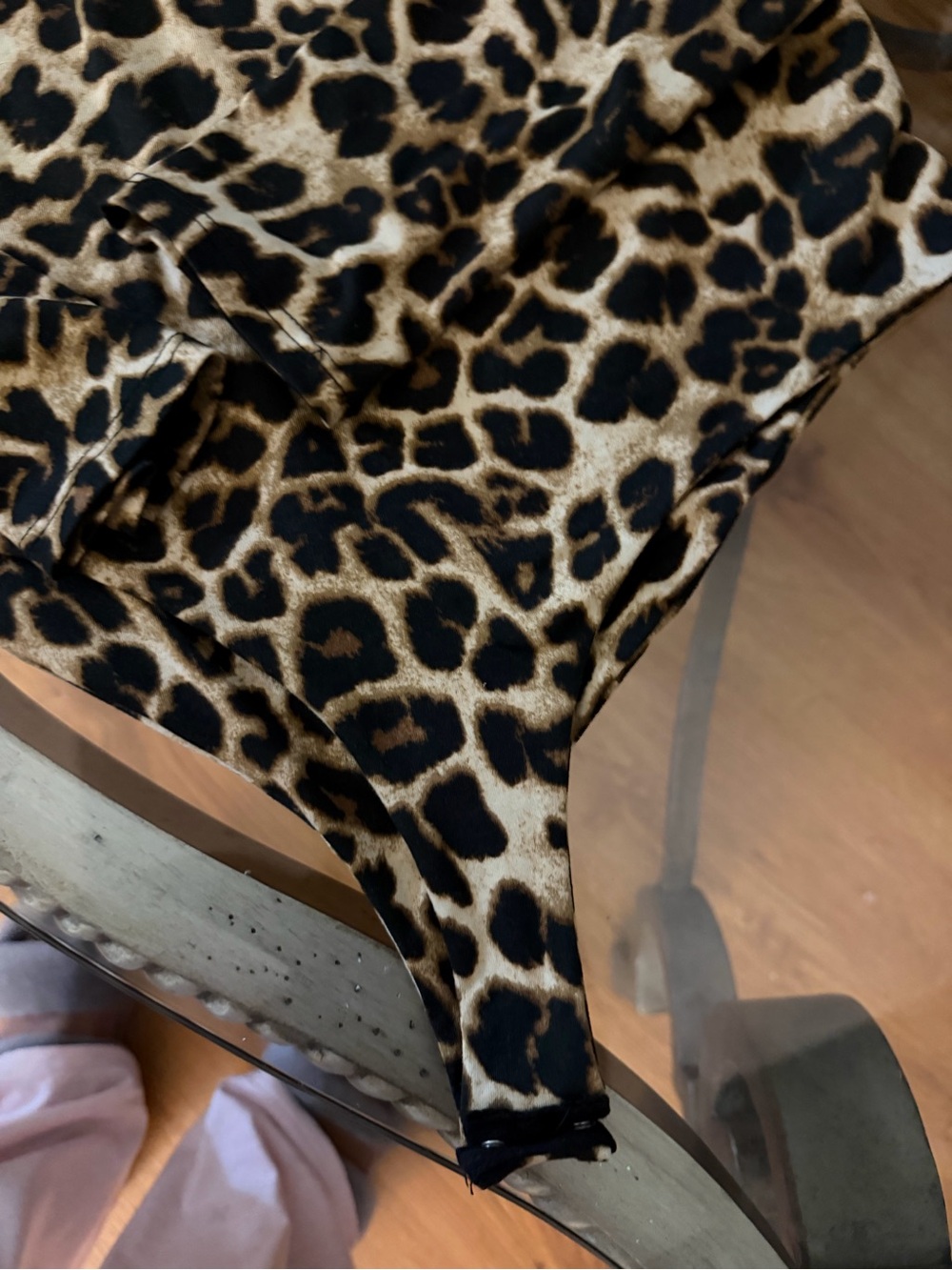 Temptations Leopard Print Long-Sleeve Bodysuit - Black & Tan - Picture 2 of 4